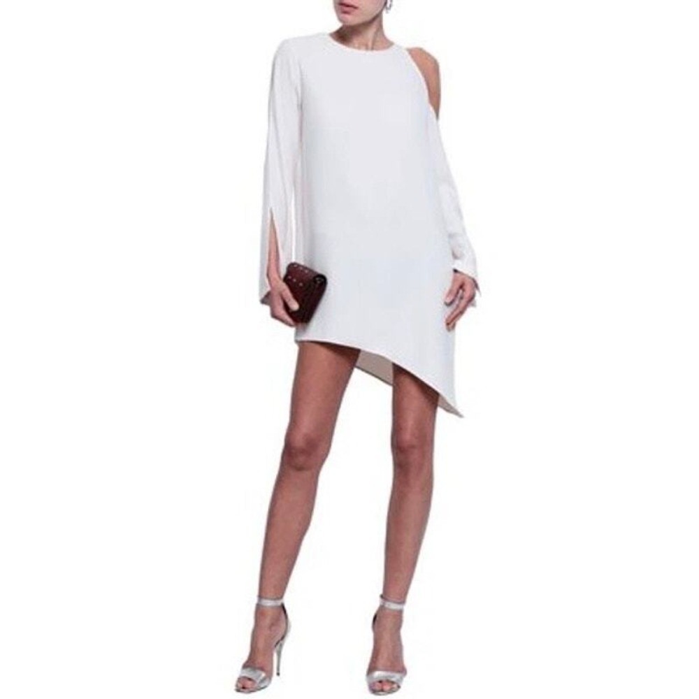 IRO Awati Dress Women 38 6 Pink Asymmetric Open Shoulder Slit Sleeve Shift NEW